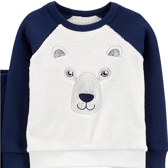 Carter's | Shirts u0026 Tops | Nwt Carters Bear Fuzzy Sweatshirt 8mo Navy White  | Poshmark
